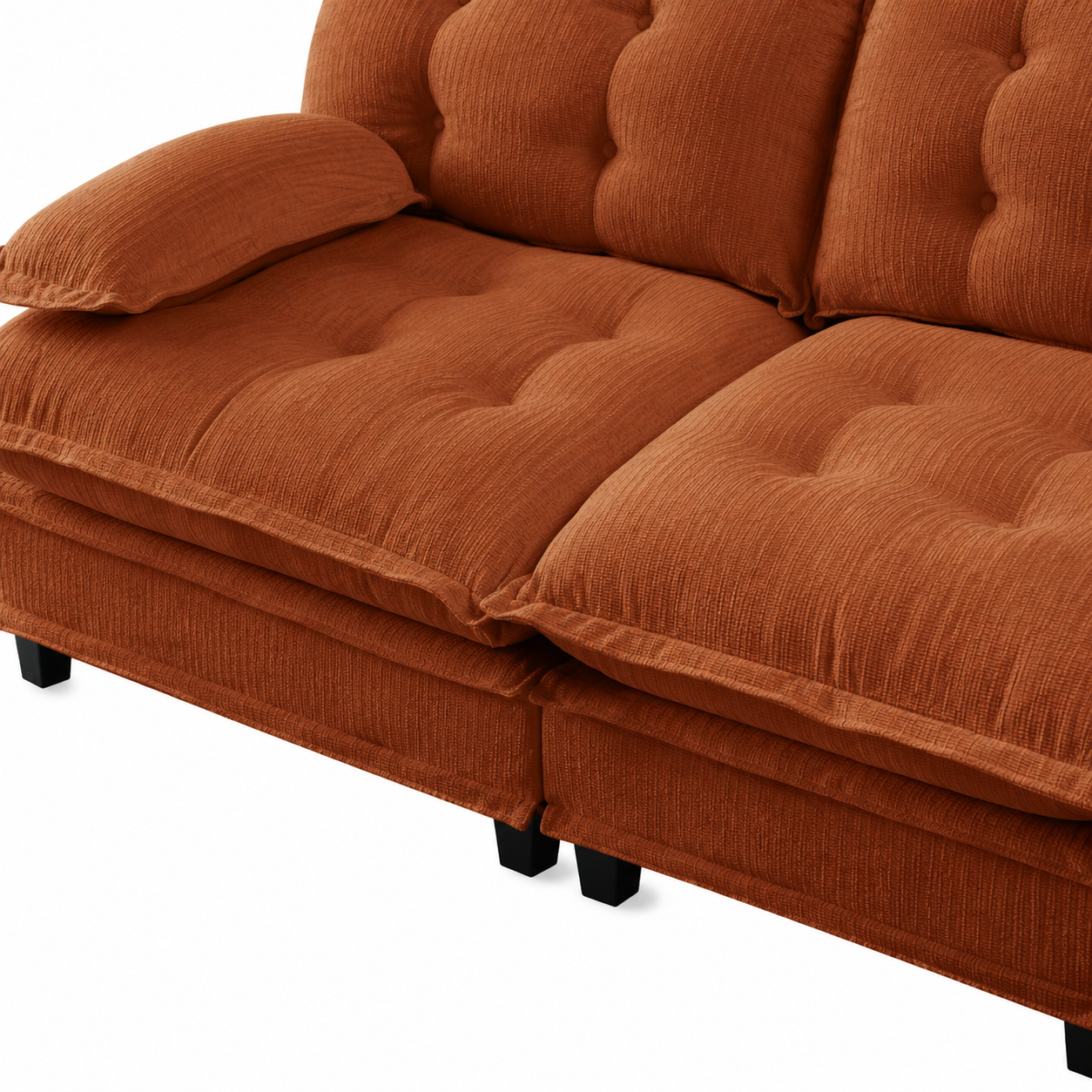 Chelsea 107" Tufted Chenille 3-Seater Modular Sofa Couch with Removable Armrest