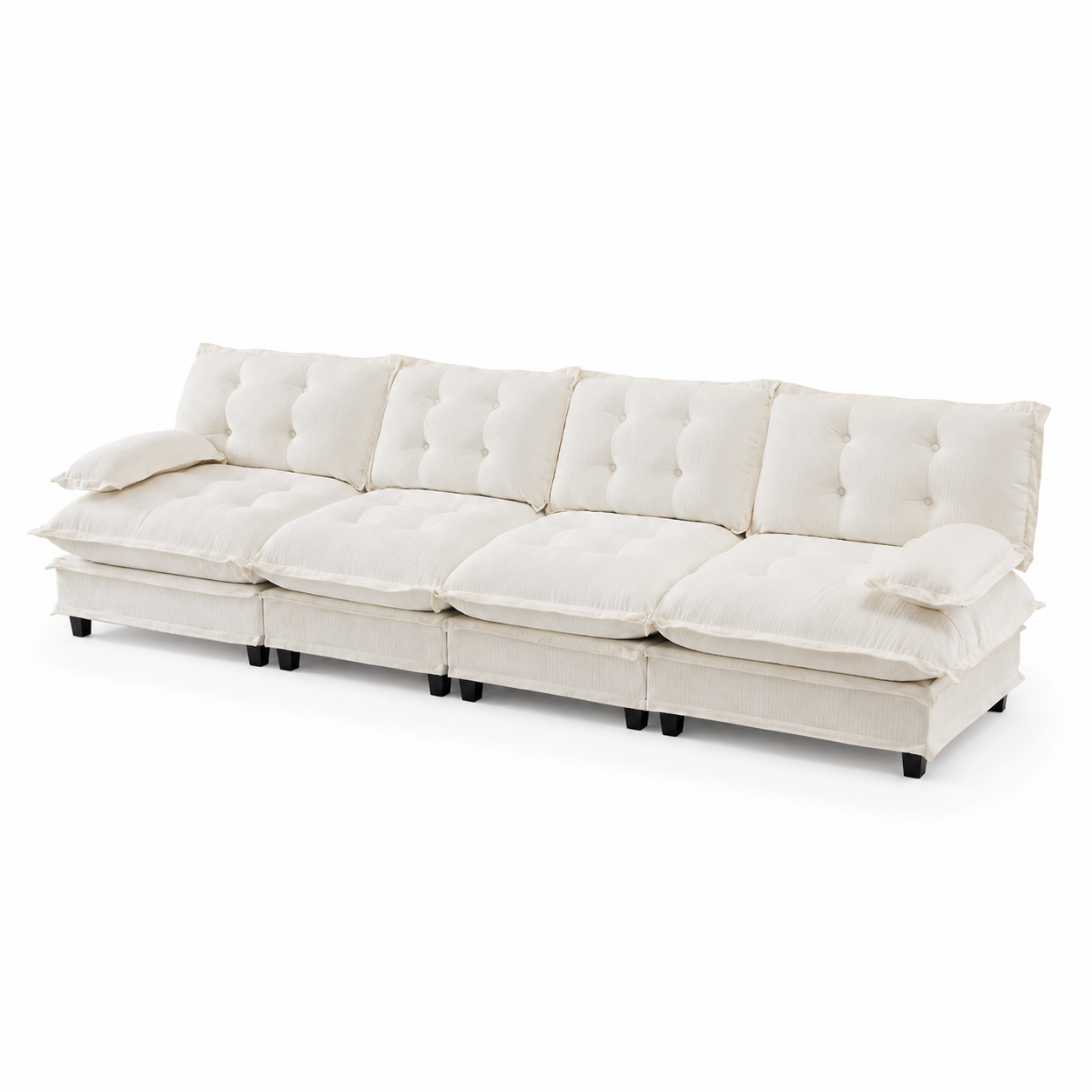 Chelsea 138" Tufted Chenille 4-Seater Modular Sofa with Removable Armrest