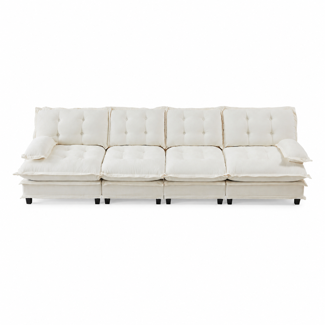 Chelsea 138" Tufted Chenille 4-Seater Modular Sofa with Removable Armrest