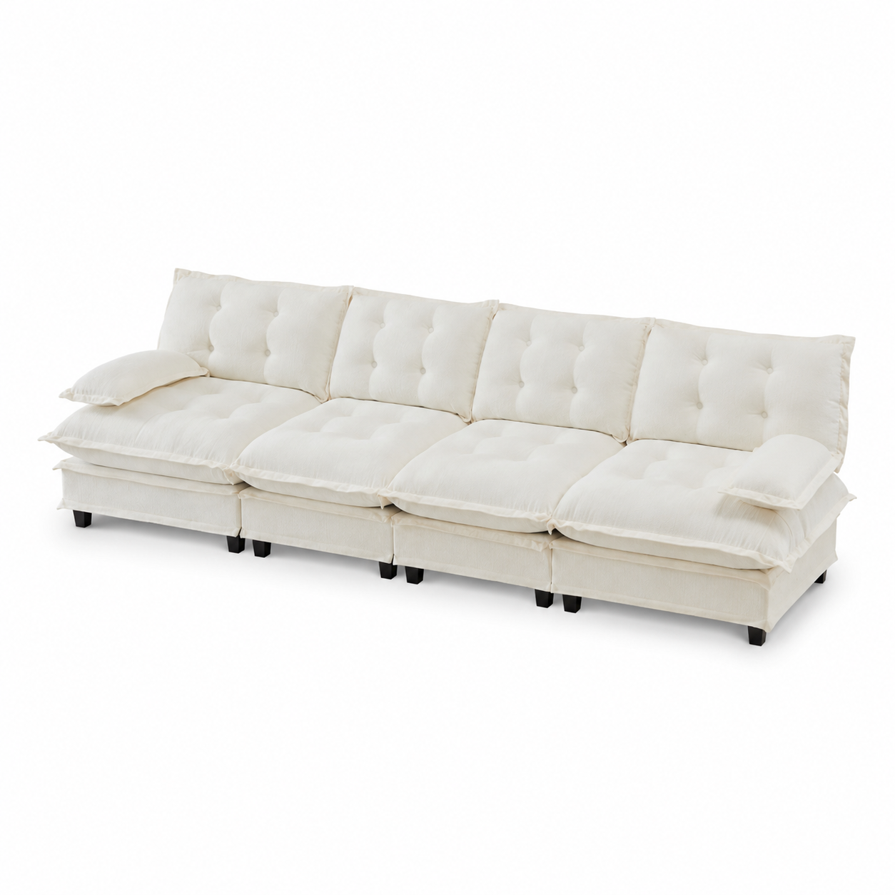 Chelsea 138" Tufted Chenille 4-Seater Modular Sofa with Removable Armrest