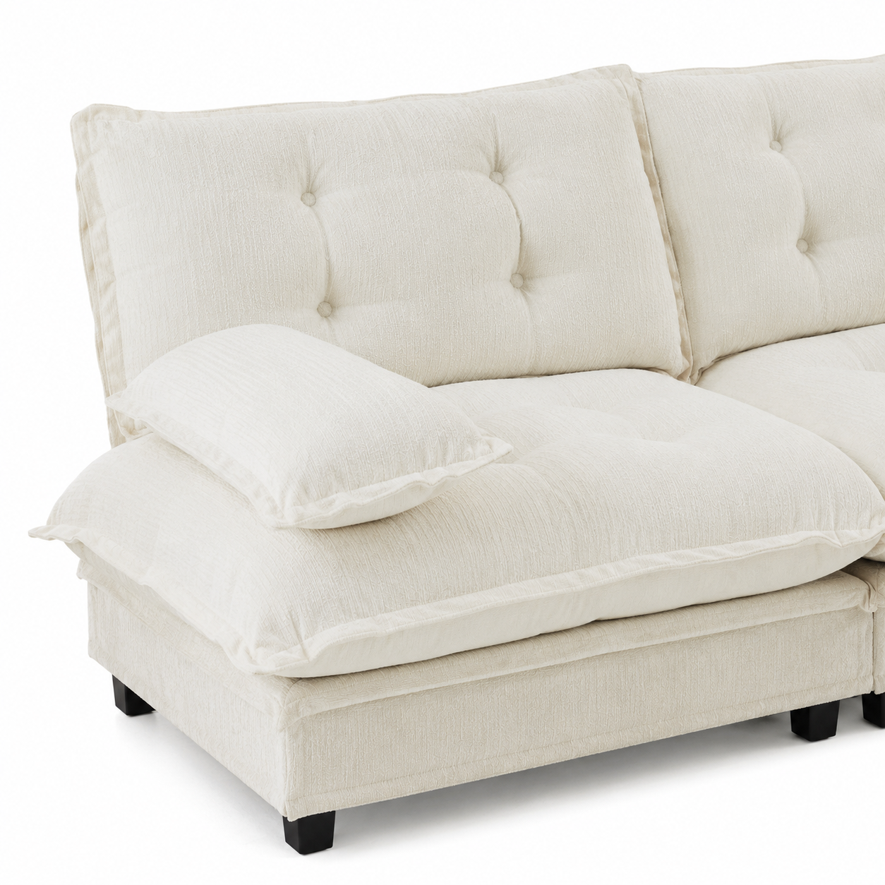 Chelsea 138" Tufted Chenille 4-Seater Modular Sofa with Removable Armrest