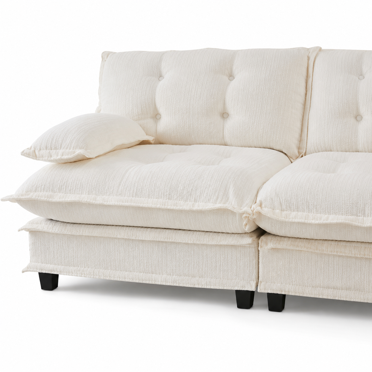 Chelsea 138" Tufted Chenille 4-Seater Modular Sofa with Removable Armrest