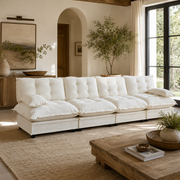 Chelsea 138" Tufted Chenille 4-Seater Modular Sofa with Removable Armrest