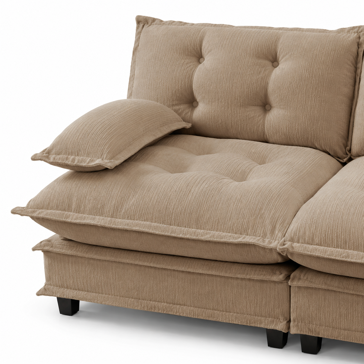 Chelsea 138" Tufted Chenille 4-Seater Modular Sofa with Removable Armrest