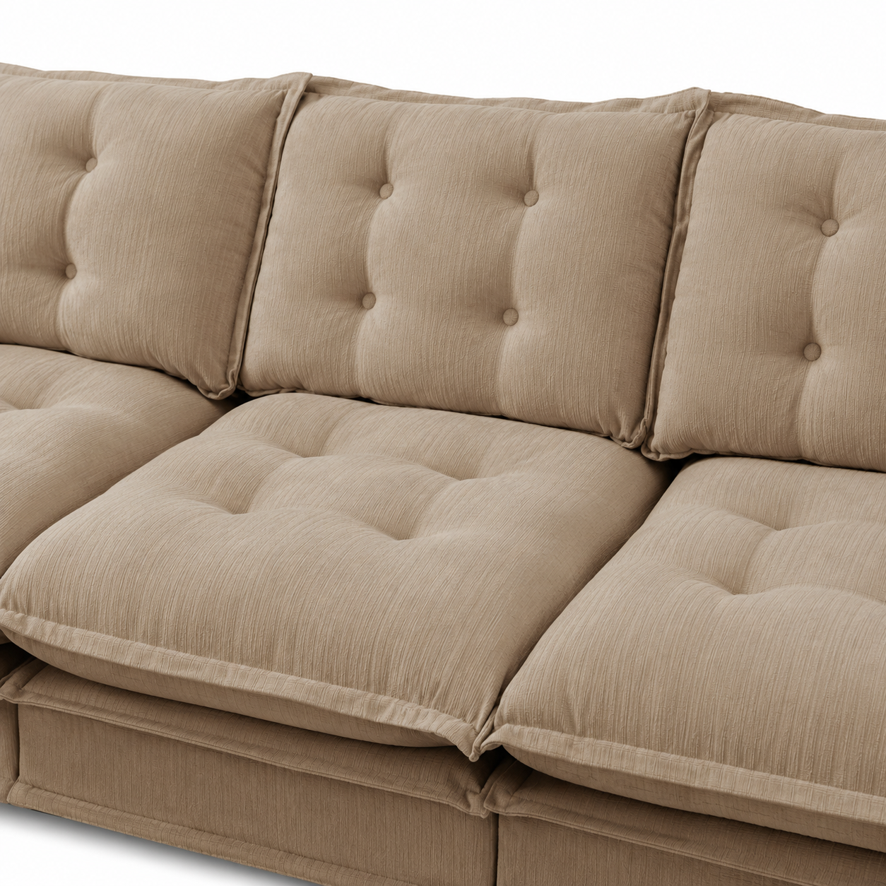 Chelsea 138" Tufted Chenille 4-Seater Modular Sofa with Removable Armrest