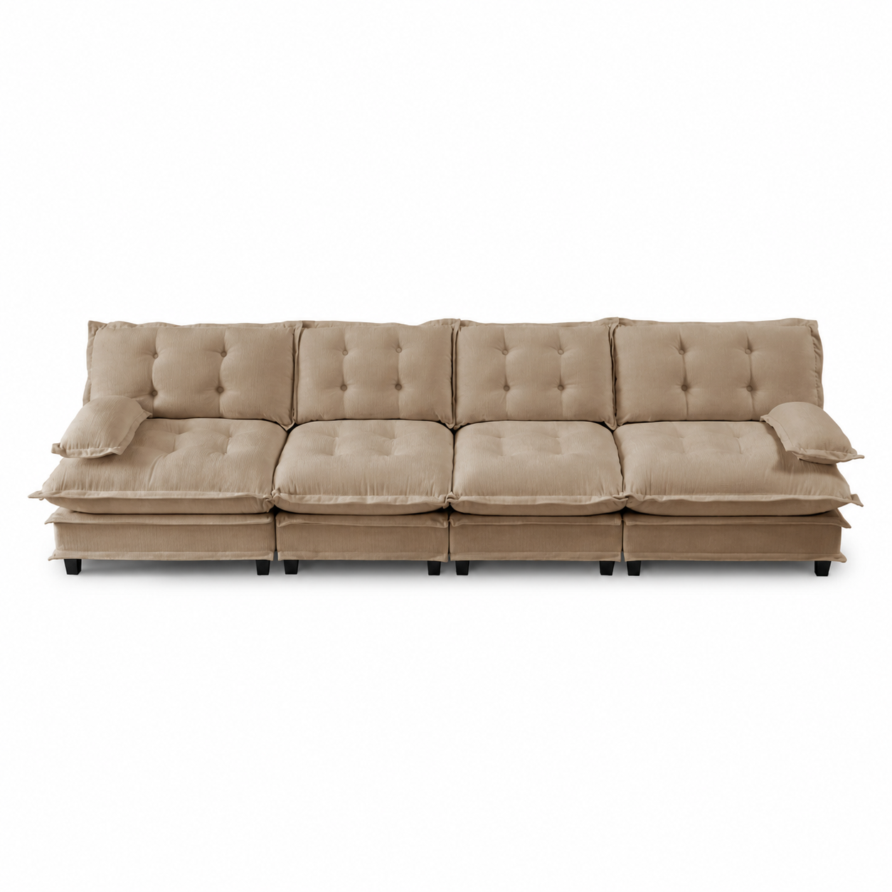 Chelsea 138" Tufted Chenille 4-Seater Modular Sofa with Removable Armrest