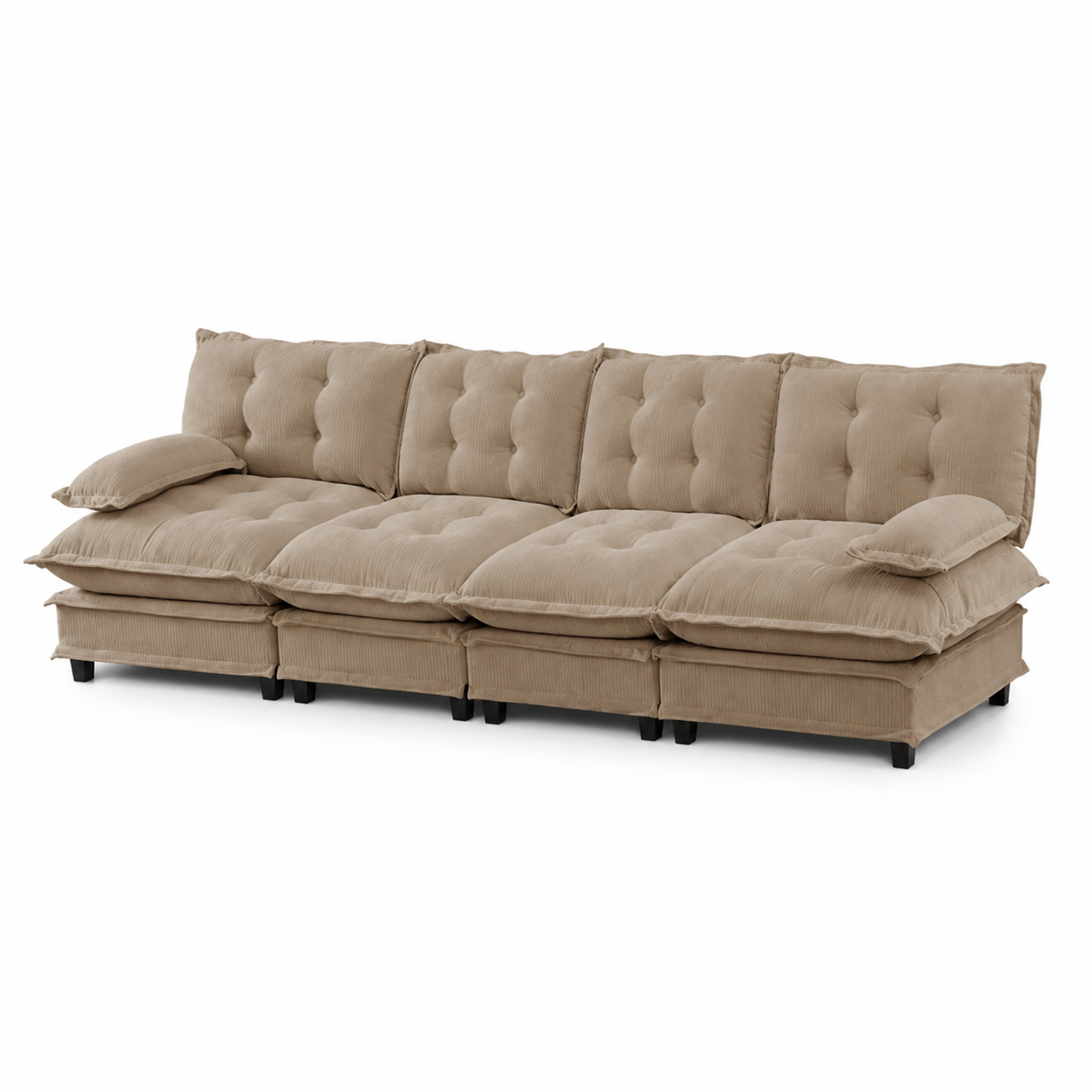 Chelsea 138" Tufted Chenille 4-Seater Modular Sofa with Removable Armrest