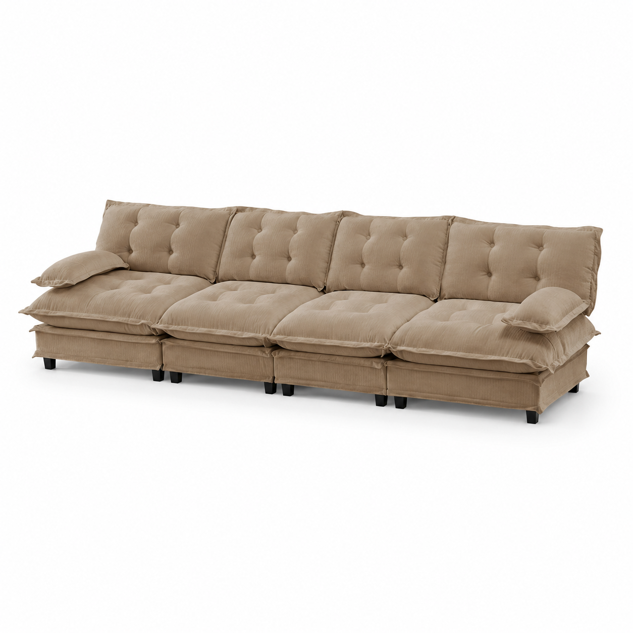 Chelsea 138" Tufted Chenille 4-Seater Modular Sofa with Removable Armrest