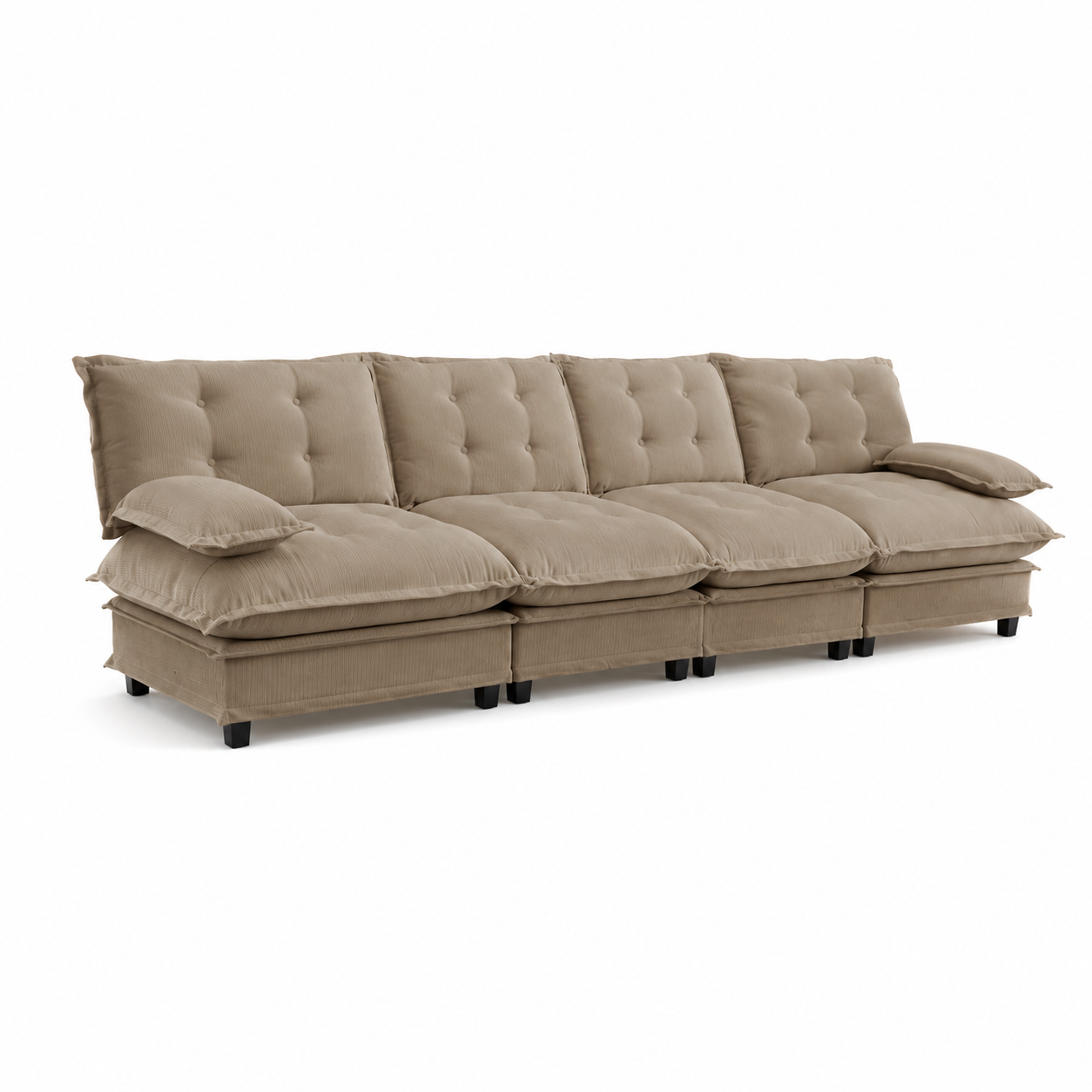Chelsea 138" Tufted Chenille 4-Seater Modular Sofa with Removable Armrest