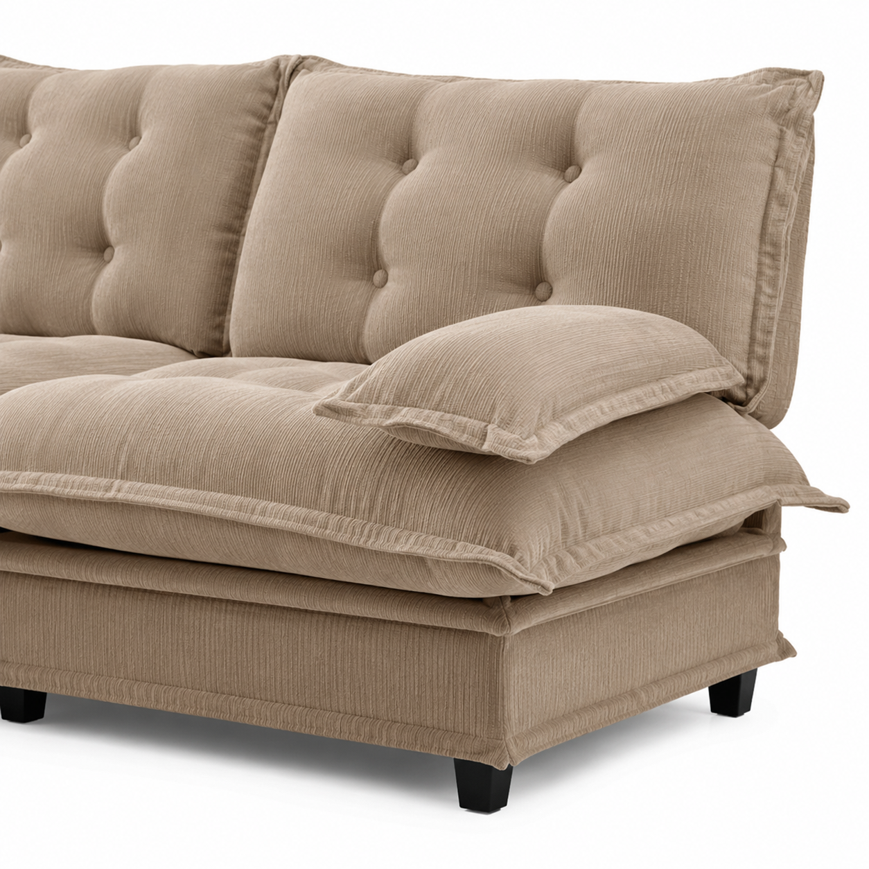 Chelsea 138" Tufted Chenille 4-Seater Modular Sofa with Removable Armrest