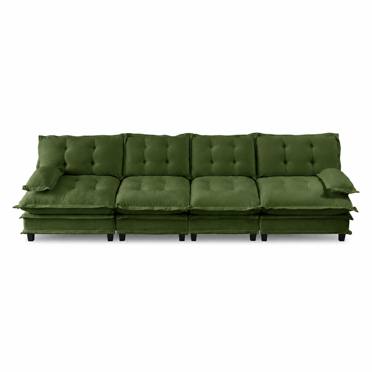 Chelsea 138" Tufted Chenille 4-Seater Modular Sofa with Removable Armrest