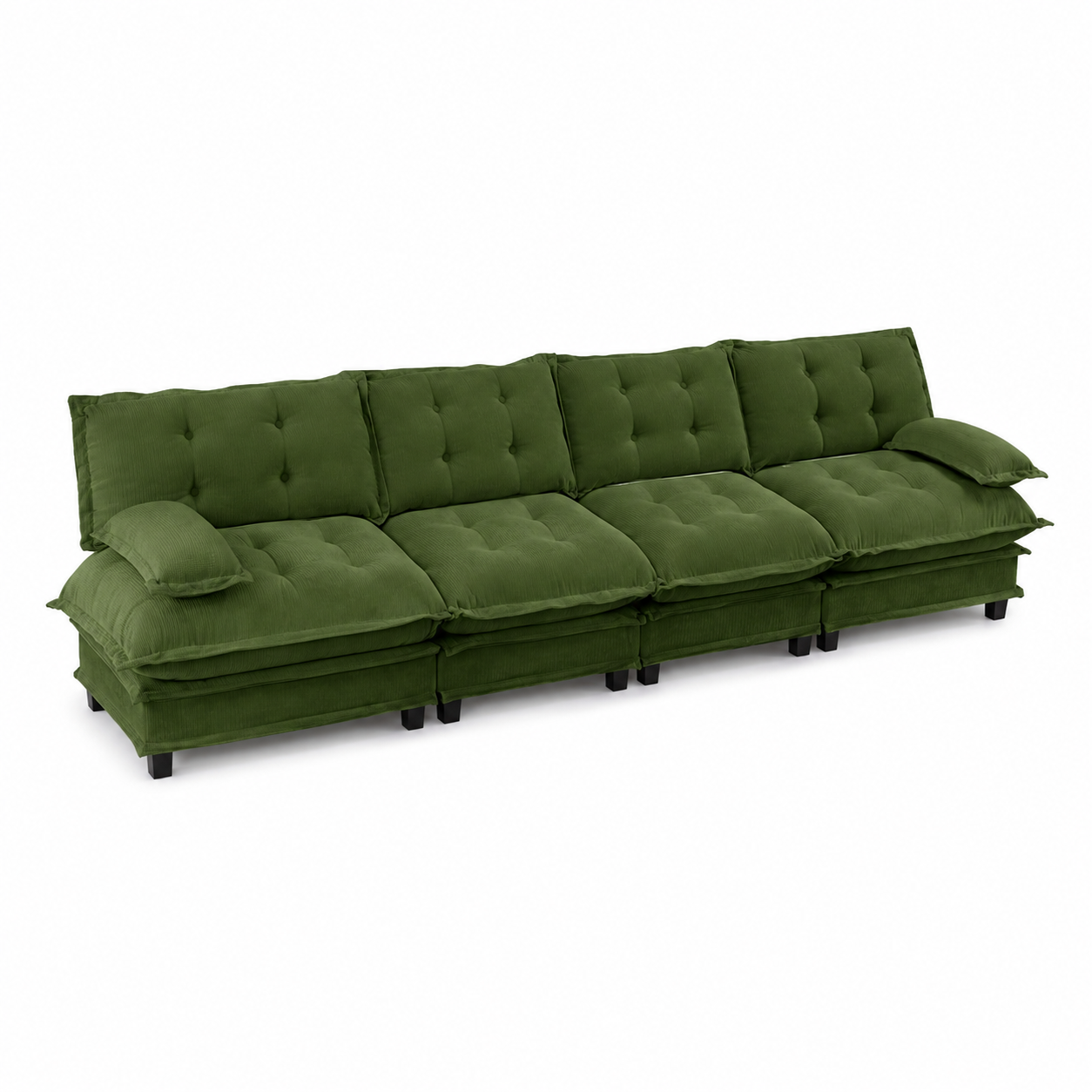 Chelsea 138" Tufted Chenille 4-Seater Modular Sofa with Removable Armrest