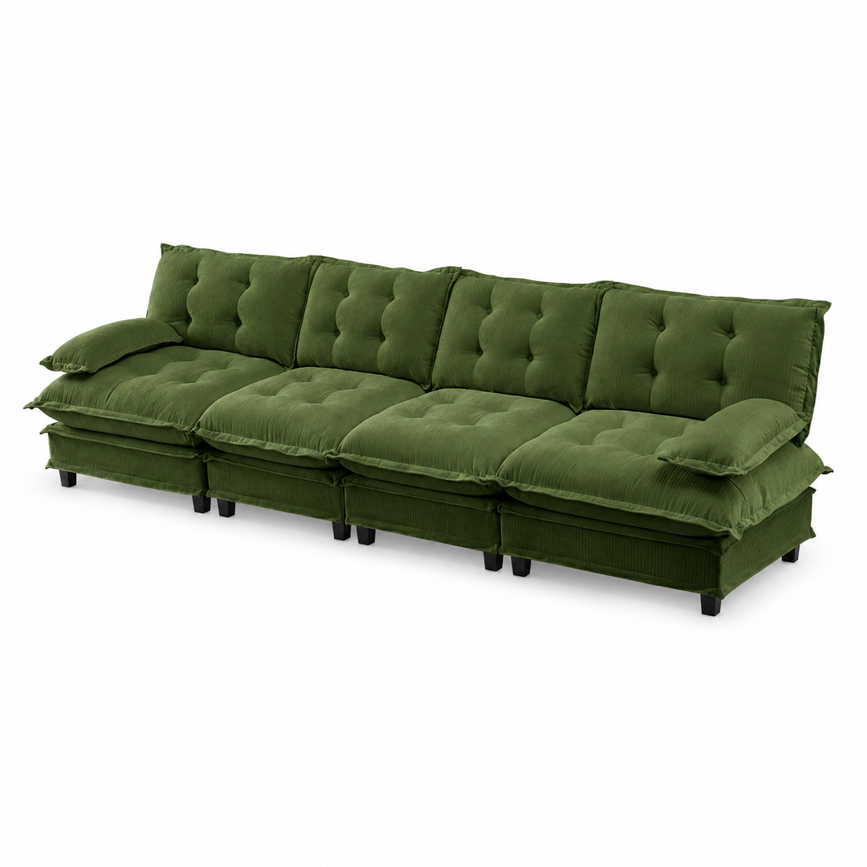 Chelsea 138" Tufted Chenille 4-Seater Modular Sofa with Removable Armrest
