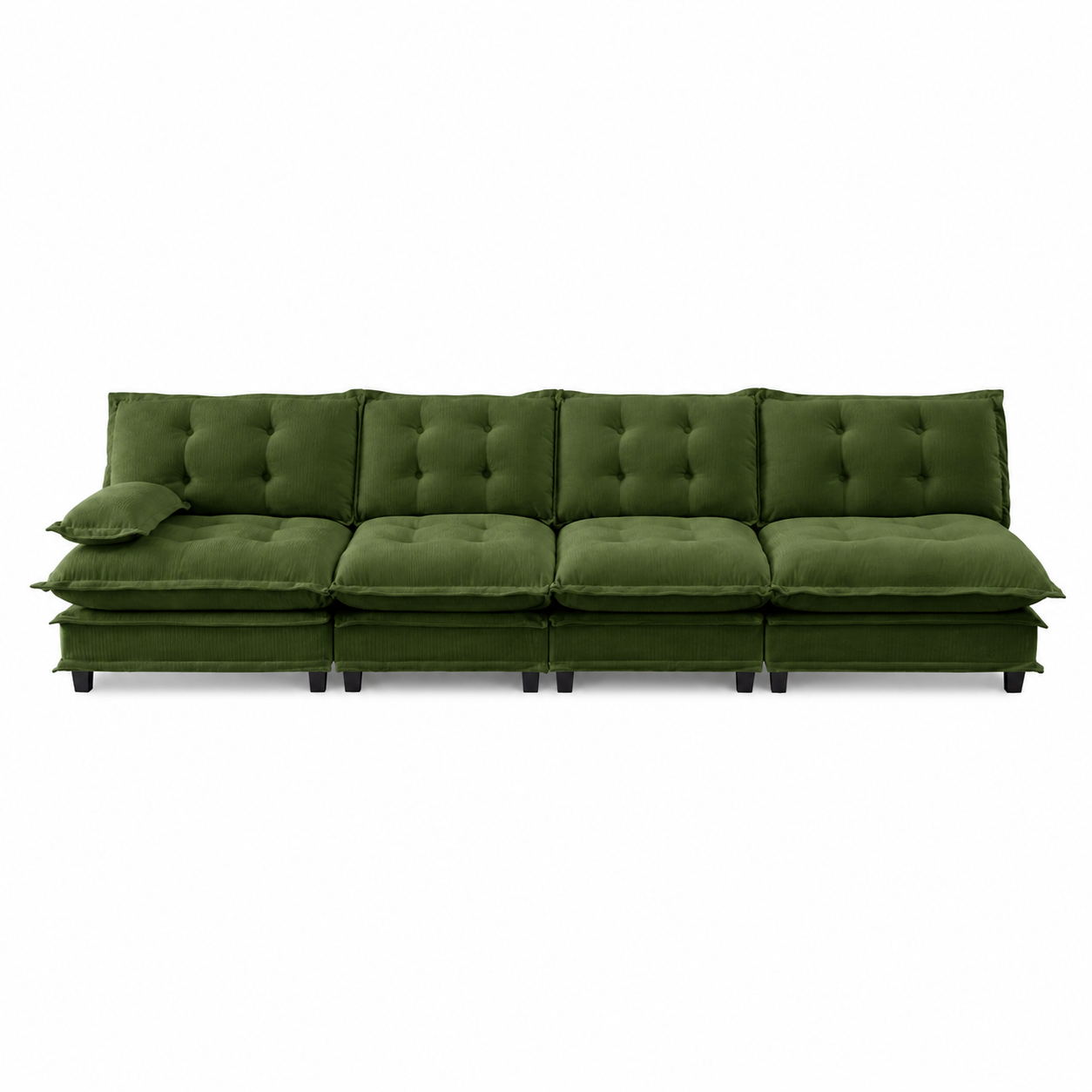 Chelsea 138" Tufted Chenille 4-Seater Modular Sofa with Removable Armrest
