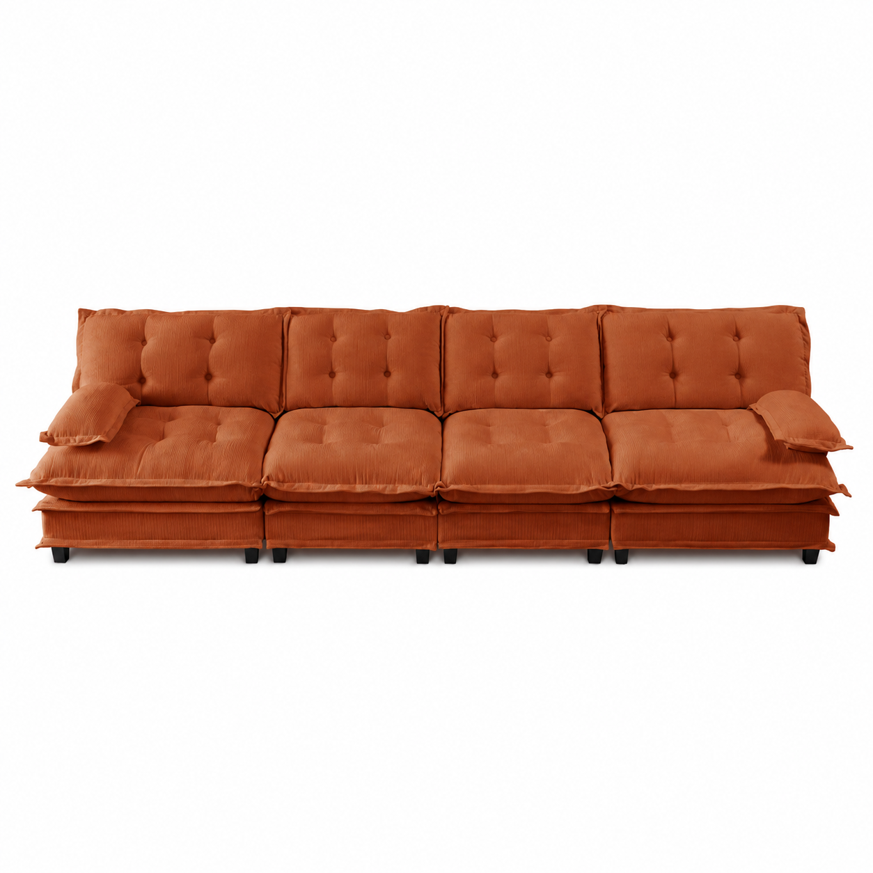 Chelsea 138" Tufted Chenille 4-Seater Modular Sofa with Removable Armrest
