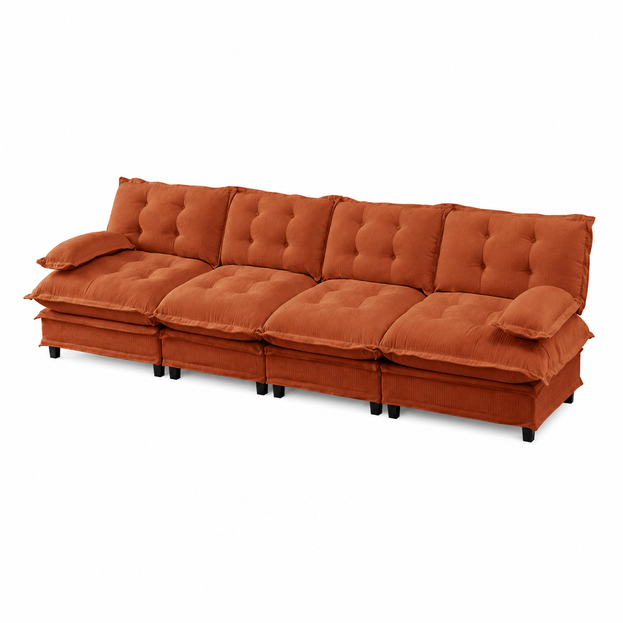 Chelsea 138" Tufted Chenille 4-Seater Modular Sofa with Removable Armrest