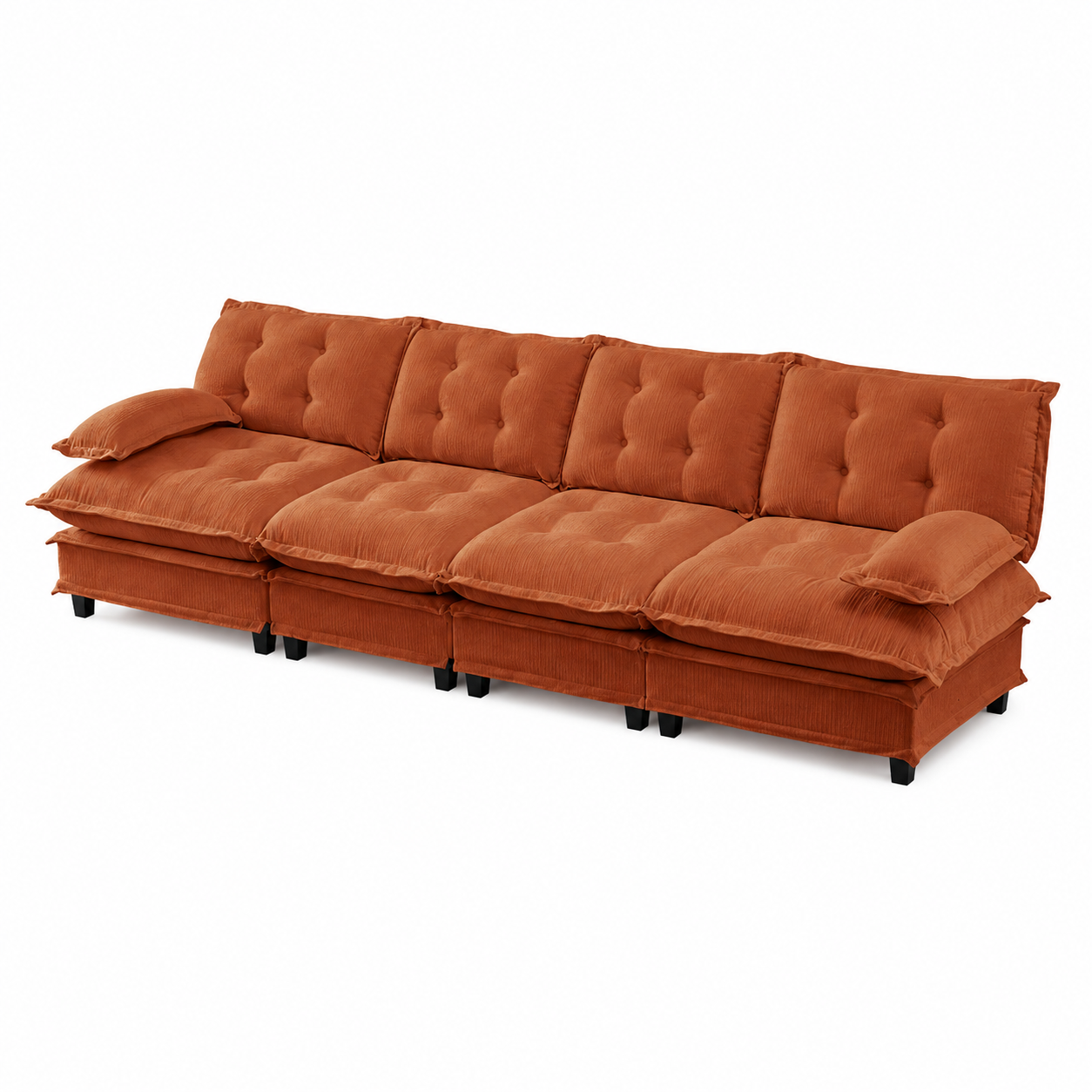 Chelsea 138" Tufted Chenille 4-Seater Modular Sofa with Removable Armrest