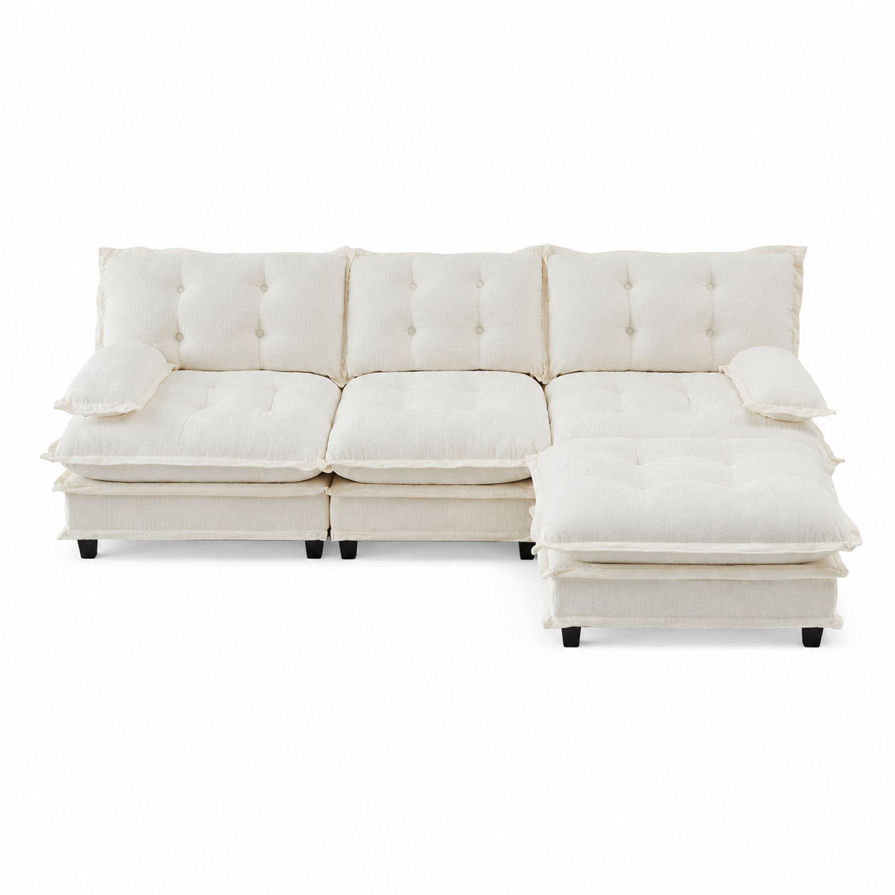 Chelsea 107" Tufted Chenille L-Shaped Modular Sectional Sofa with Ottoman