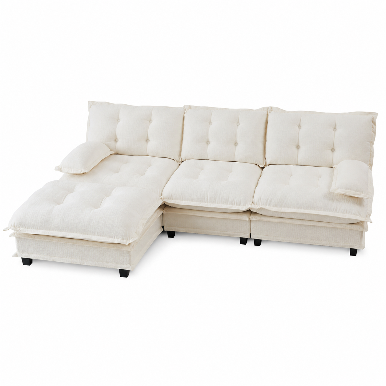 Chelsea 107" Tufted Chenille L-Shaped Modular Sectional Sofa with Ottoman