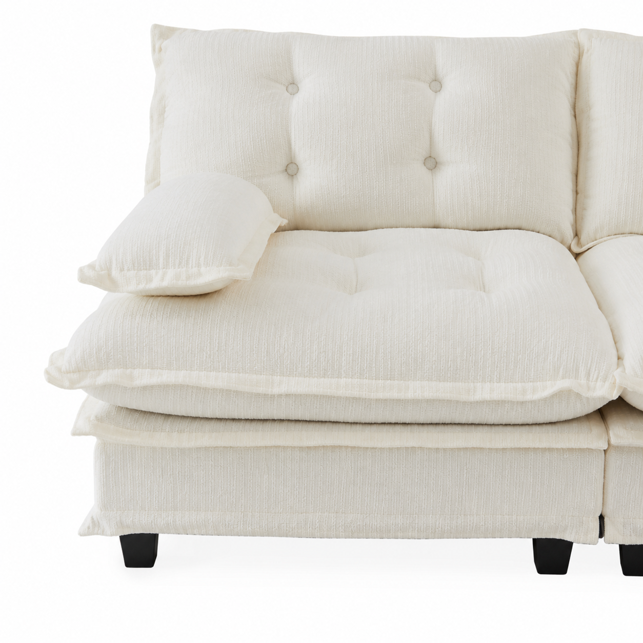 Chelsea 107" Tufted Chenille L-Shaped Modular Sectional Sofa with Ottoman