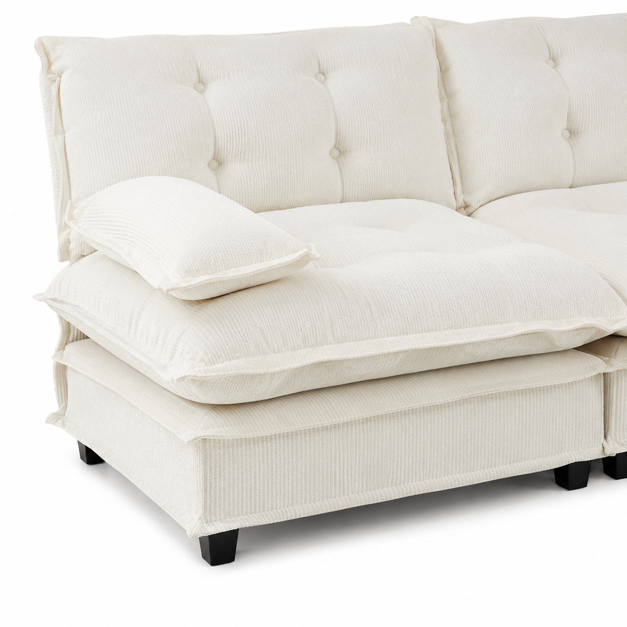 Chelsea 107" Tufted Chenille L-Shaped Modular Sectional Sofa with Ottoman