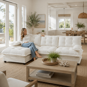 Chelsea 107" Tufted Chenille L-Shaped Modular Sectional Sofa with Ottoman