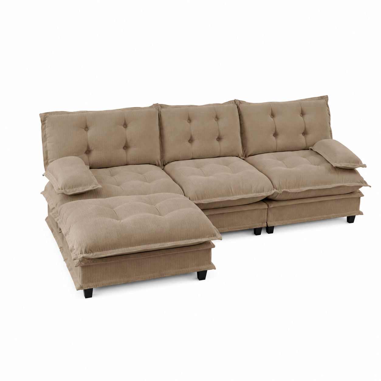 Chelsea 107" Tufted Chenille L-Shaped Modular Sectional Sofa with Ottoman