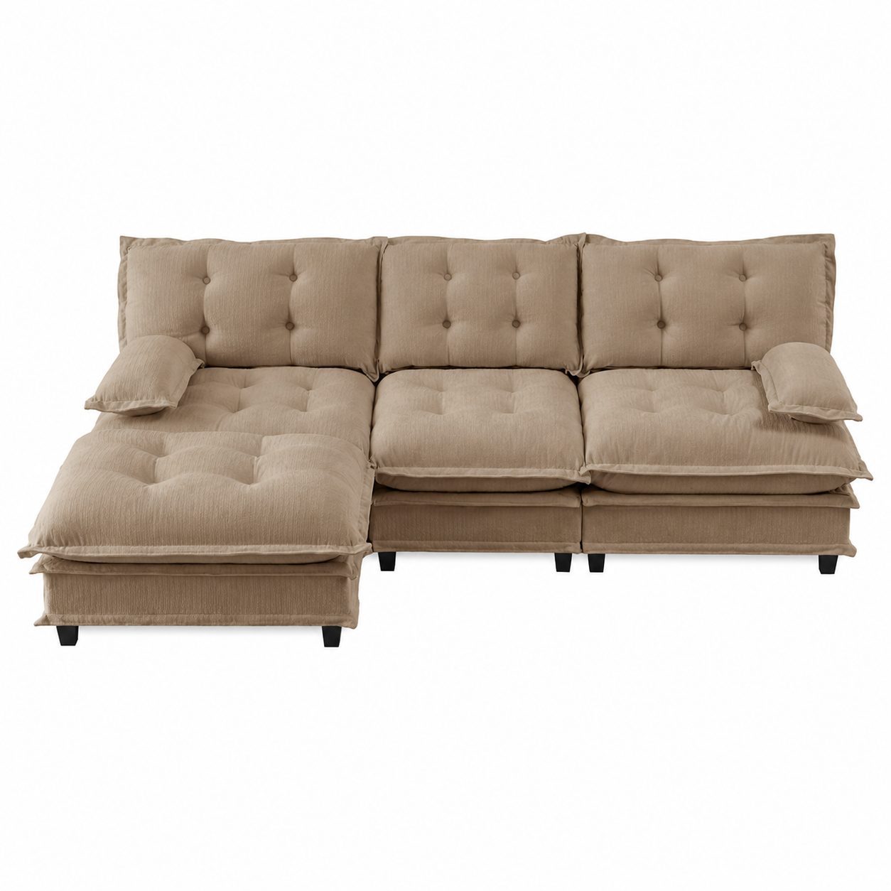 Chelsea 107" Tufted Chenille L-Shaped Modular Sectional Sofa with Ottoman