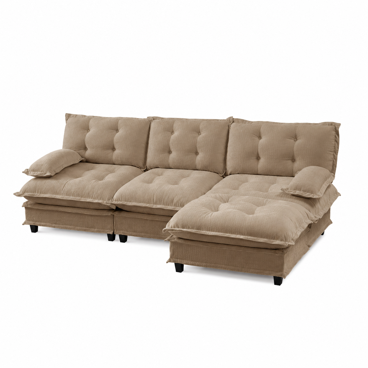 Chelsea 107" Tufted Chenille L-Shaped Modular Sectional Sofa with Ottoman