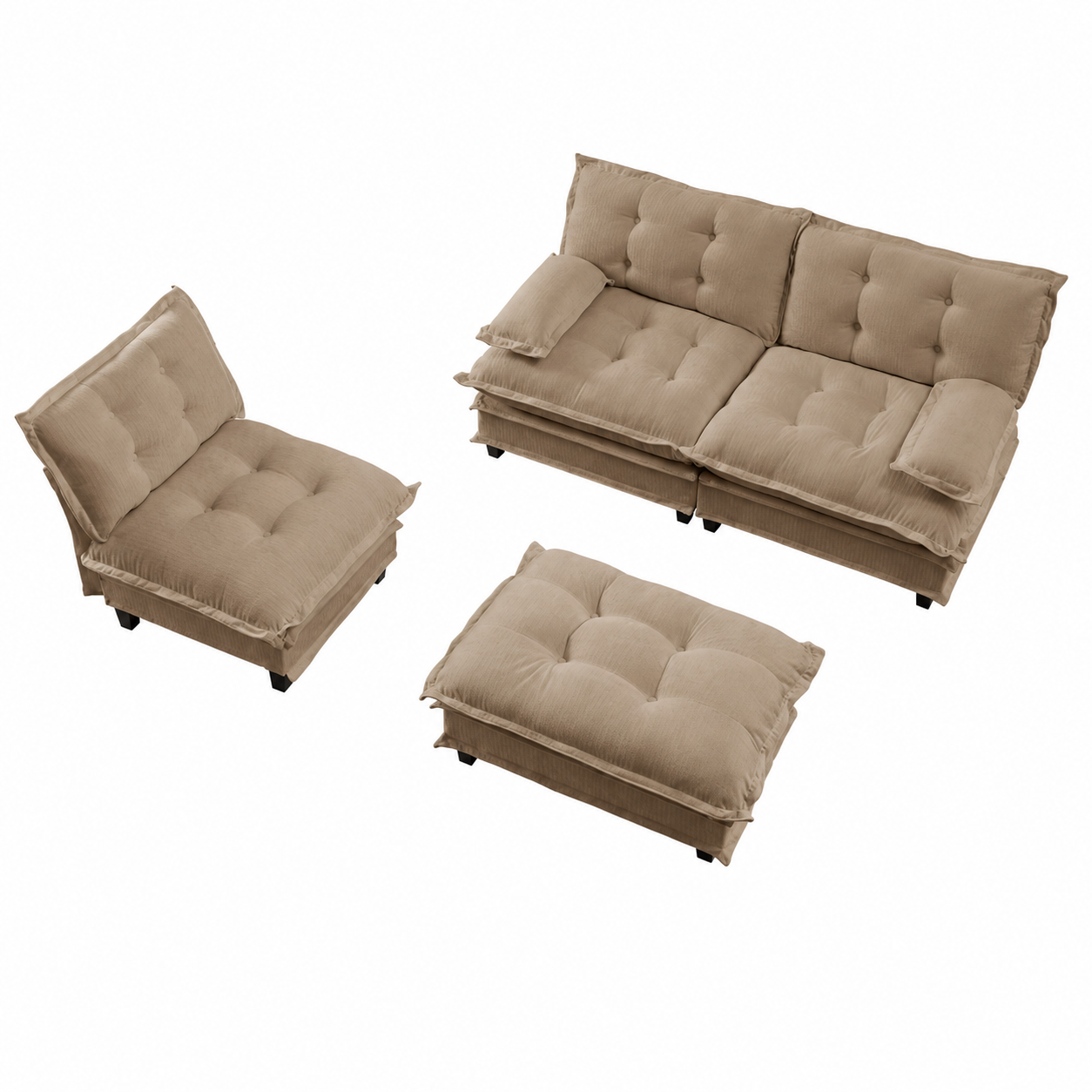 Chelsea 107" Tufted Chenille L-Shaped Modular Sectional Sofa with Ottoman