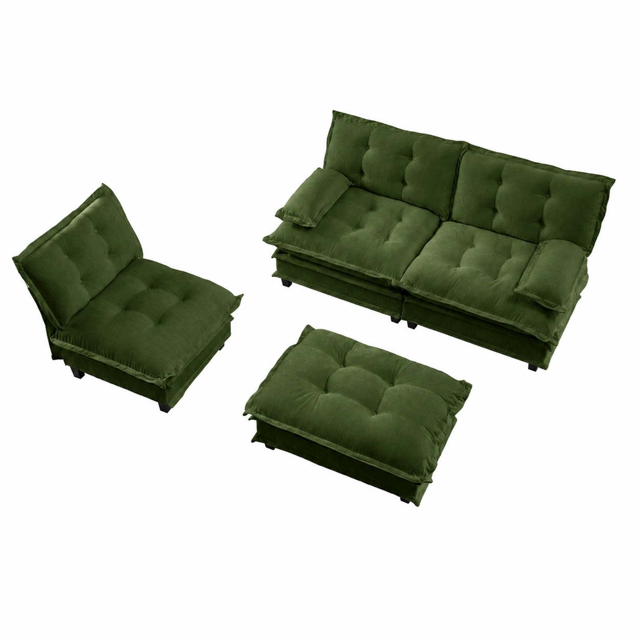 Chelsea 107" Tufted Chenille L-Shaped Modular Sectional Sofa with Ottoman