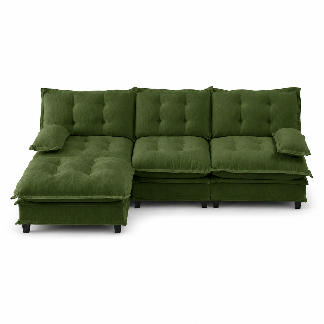 Chelsea 107" Tufted Chenille L-Shaped Modular Sectional Sofa with Ottoman