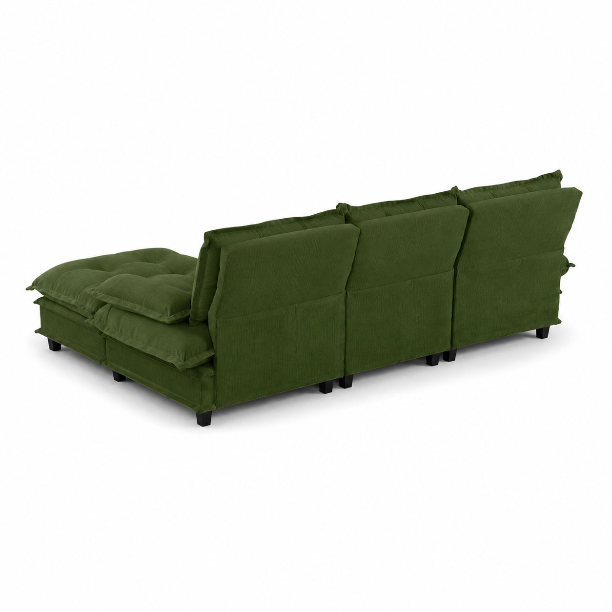 Chelsea 107" Tufted Chenille L-Shaped Modular Sectional Sofa with Ottoman