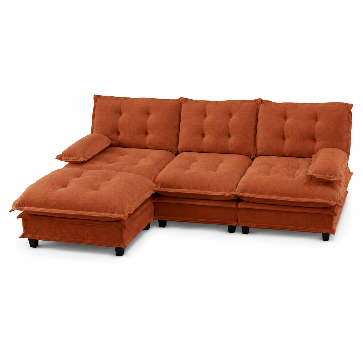 Chelsea 107" Tufted Chenille L-Shaped Modular Sectional Sofa with Ottoman