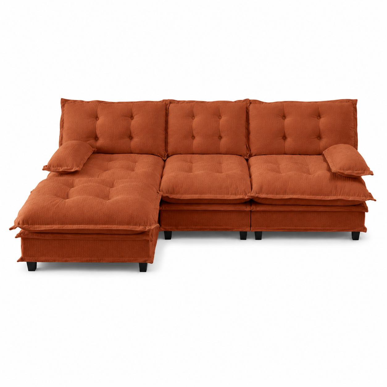 Chelsea 107" Tufted Chenille L-Shaped Modular Sectional Sofa with Ottoman