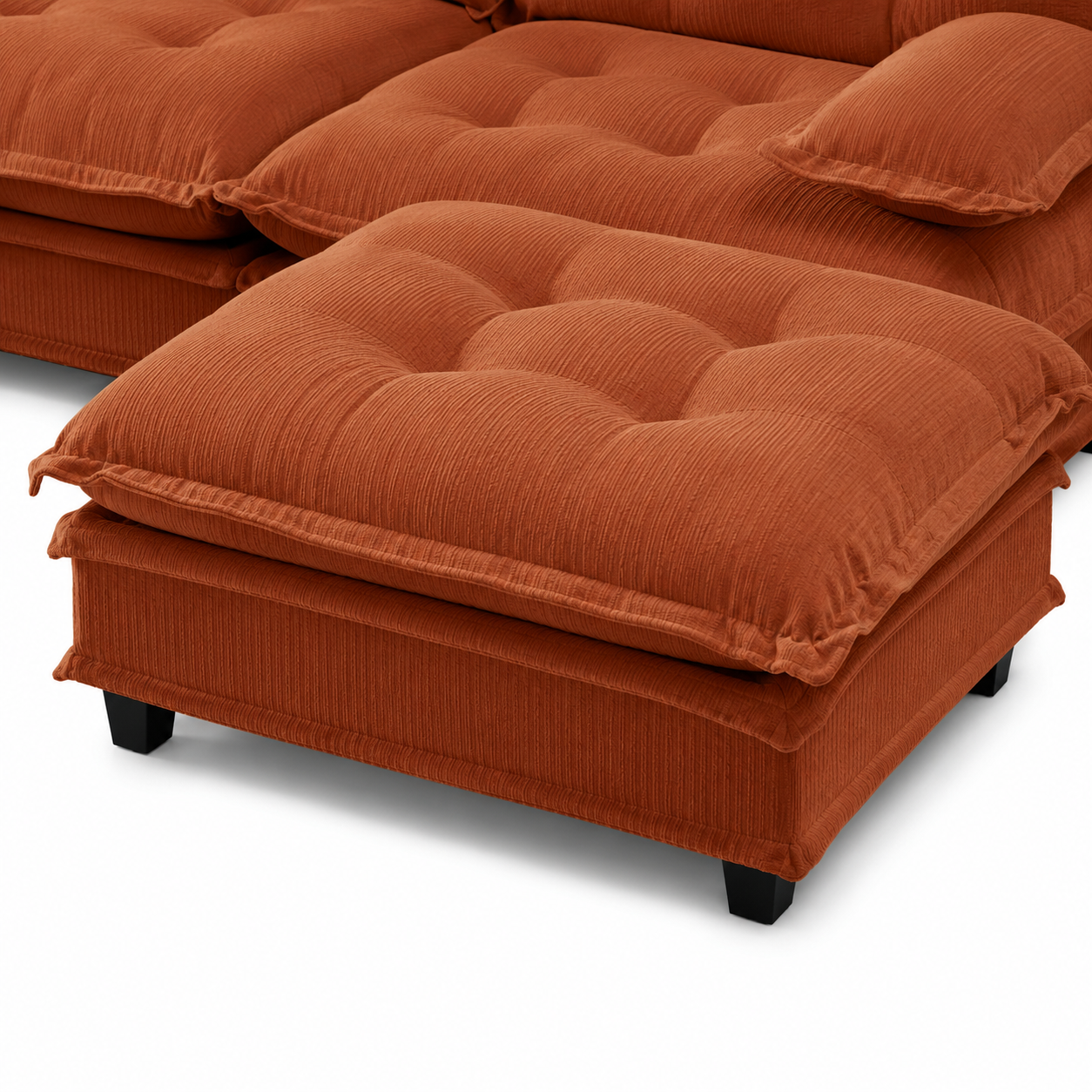 Chelsea 107" Tufted Chenille L-Shaped Modular Sectional Sofa with Ottoman