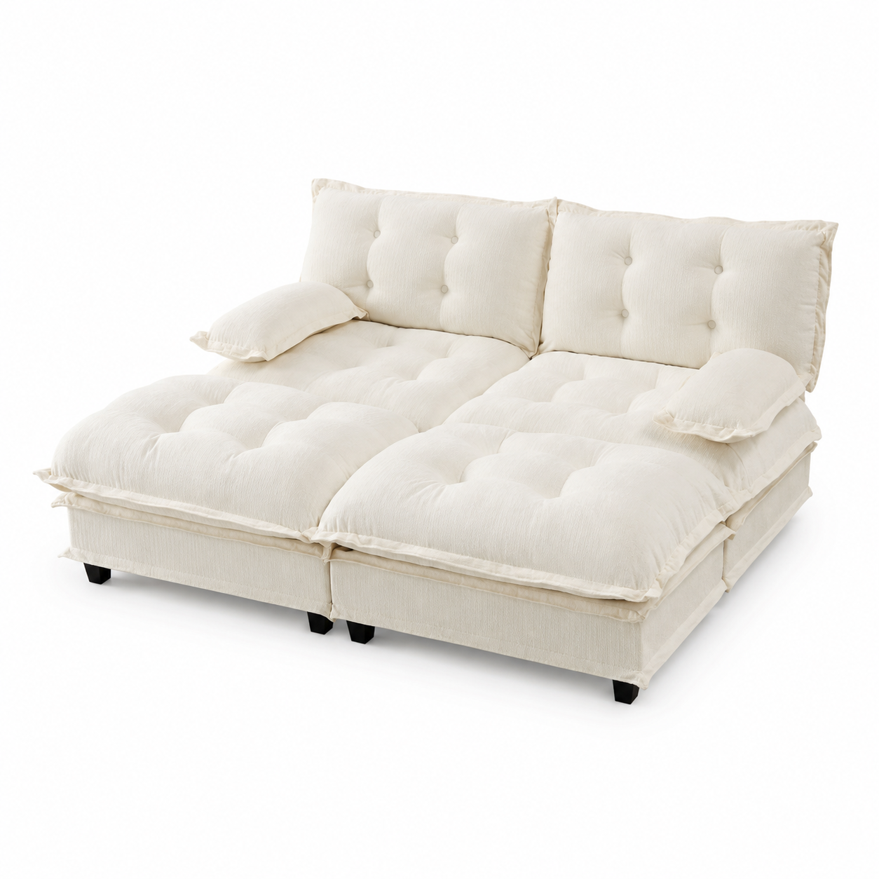 Chelsea 77" 4-Piece Cloud Tufted Chenille Modular Sofa Couch with Dual Ottomans