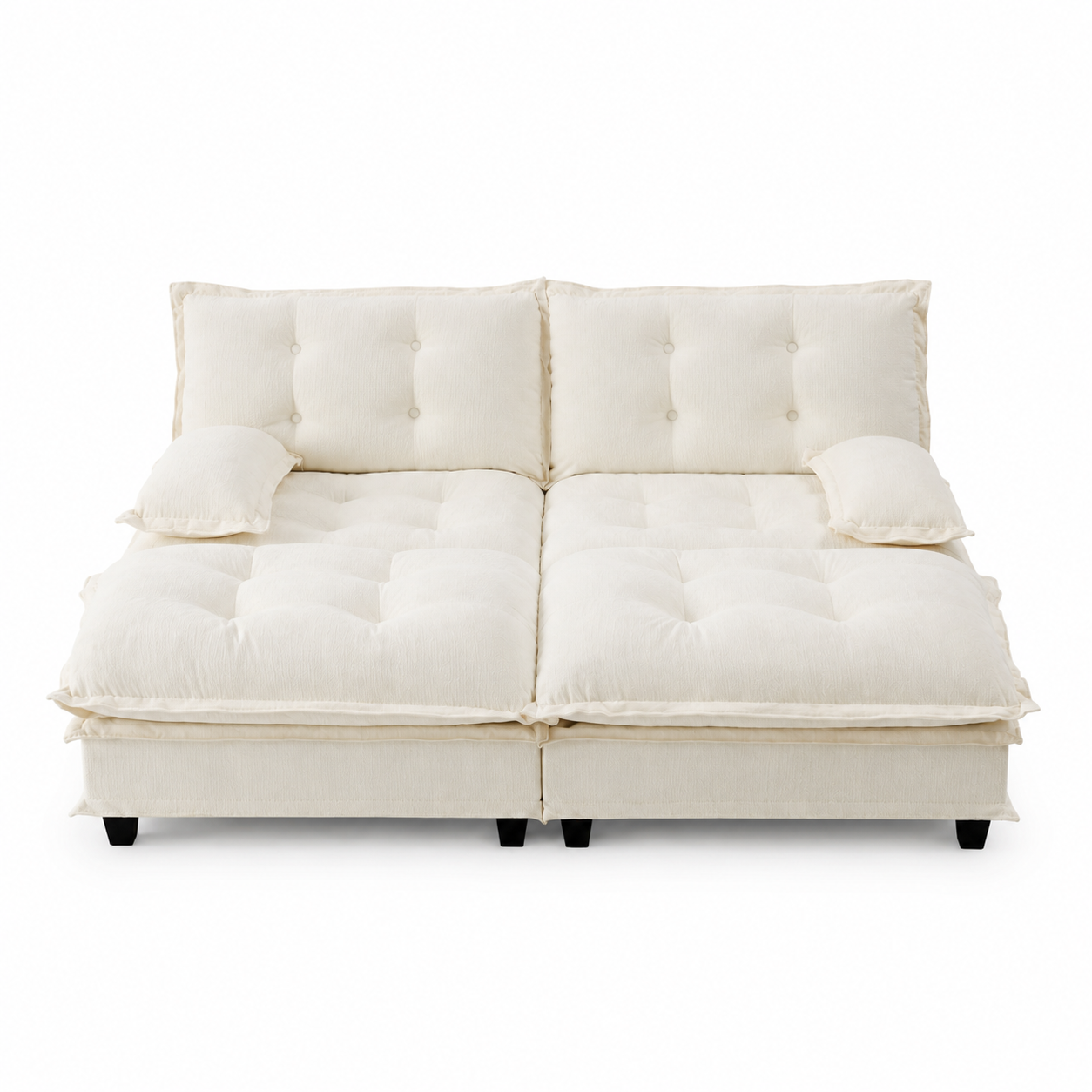 Chelsea 77" 4-Piece Cloud Tufted Chenille Modular Sofa Couch with Dual Ottomans