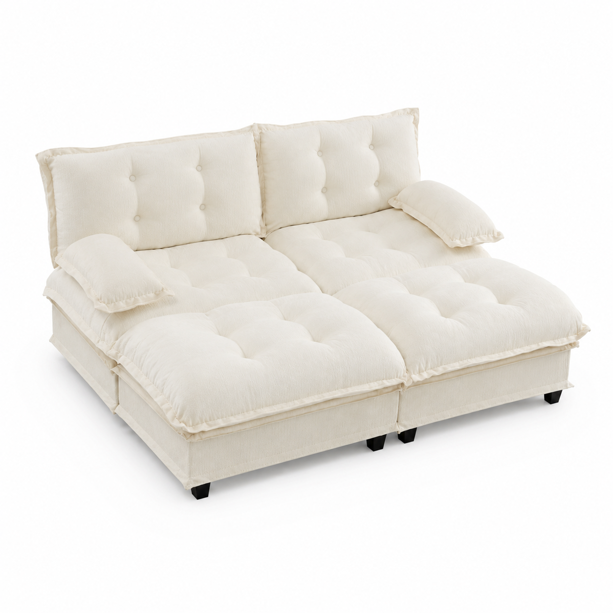 Chelsea 77" 4-Piece Cloud Tufted Chenille Modular Sofa Couch with Dual Ottomans