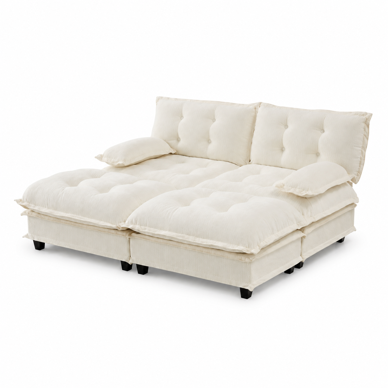 Chelsea 77" 4-Piece Cloud Tufted Chenille Modular Sofa Couch with Dual Ottomans