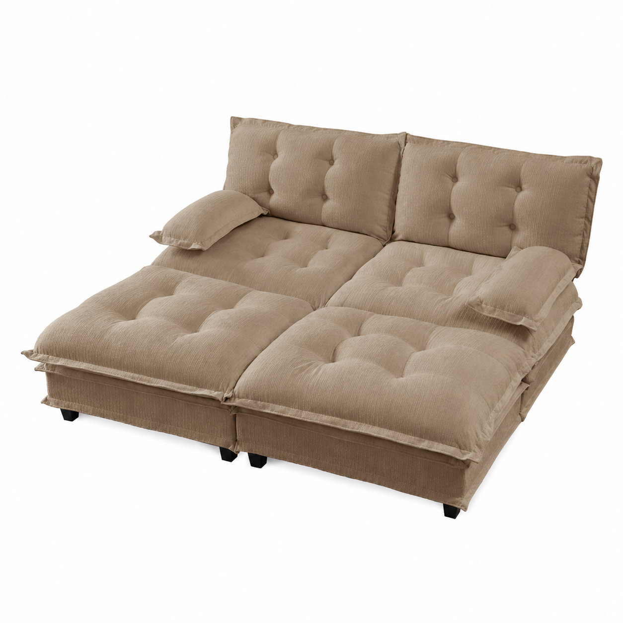 Chelsea 77" 4-Piece Cloud Tufted Chenille Modular Sofa Couch with Dual Ottomans