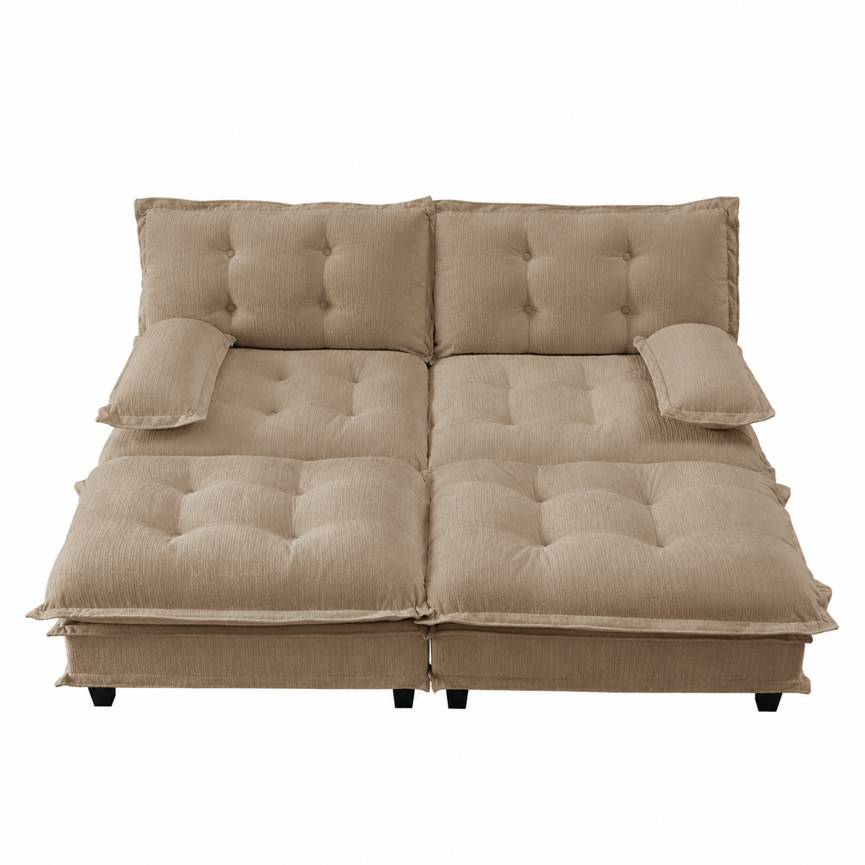 Chelsea 77" 4-Piece Cloud Tufted Chenille Modular Sofa Couch with Dual Ottomans