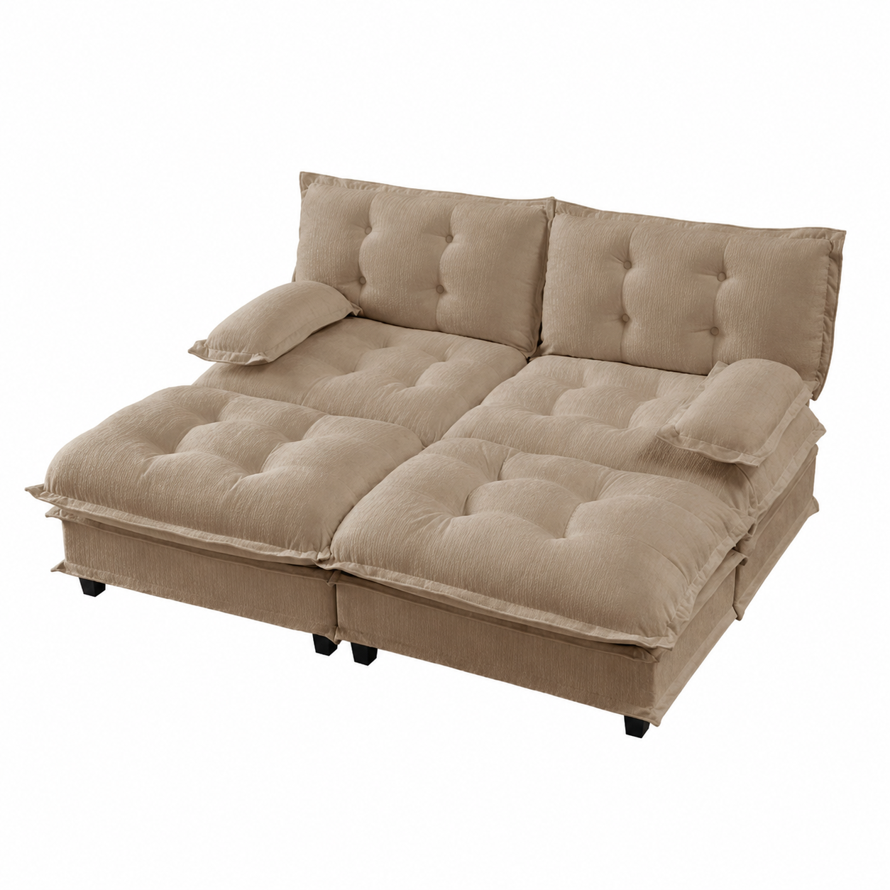 Chelsea 77" 4-Piece Cloud Tufted Chenille Modular Sofa Couch with Dual Ottomans