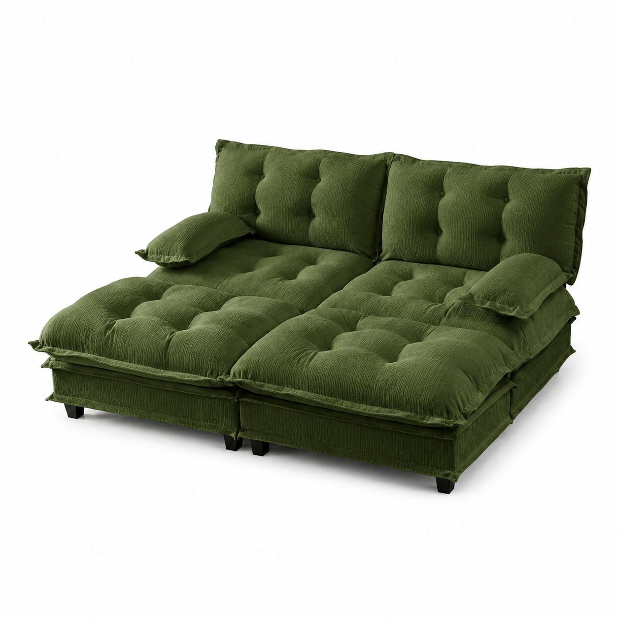 Chelsea 77" 4-Piece Cloud Tufted Chenille Modular Sofa Couch with Dual Ottomans