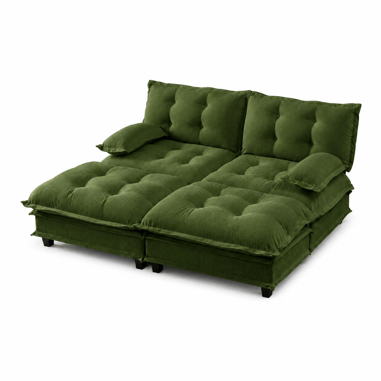 Chelsea 77" 4-Piece Cloud Tufted Chenille Modular Sofa Couch with Dual Ottomans