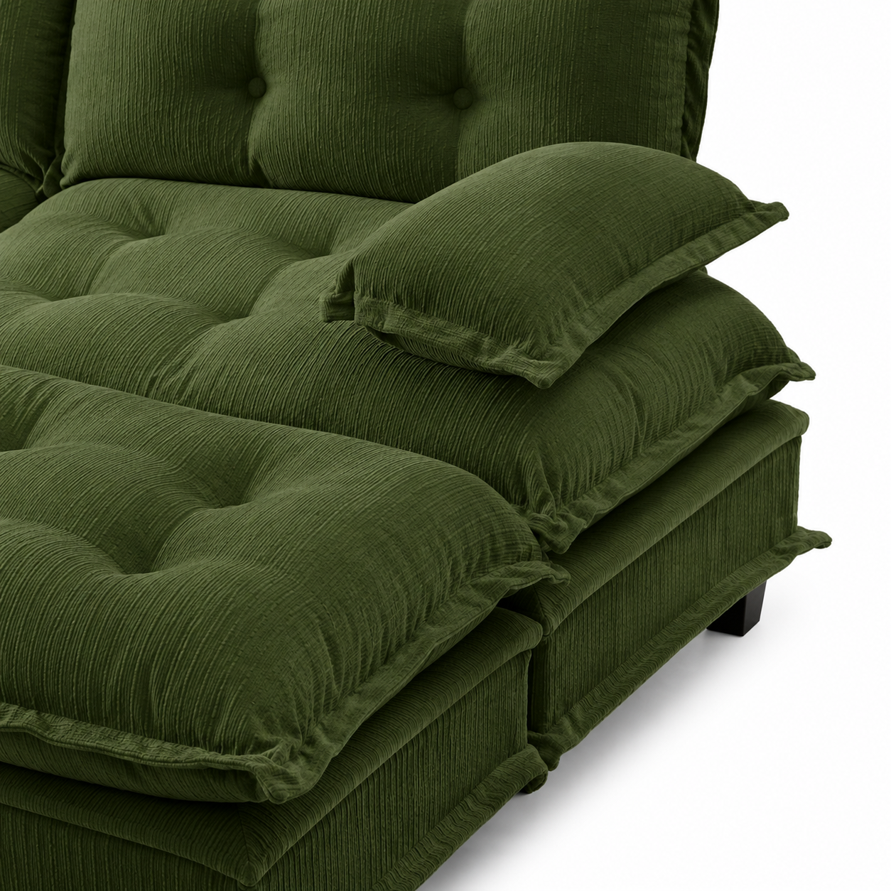 Chelsea 77" 4-Piece Cloud Tufted Chenille Modular Sofa Couch with Dual Ottomans