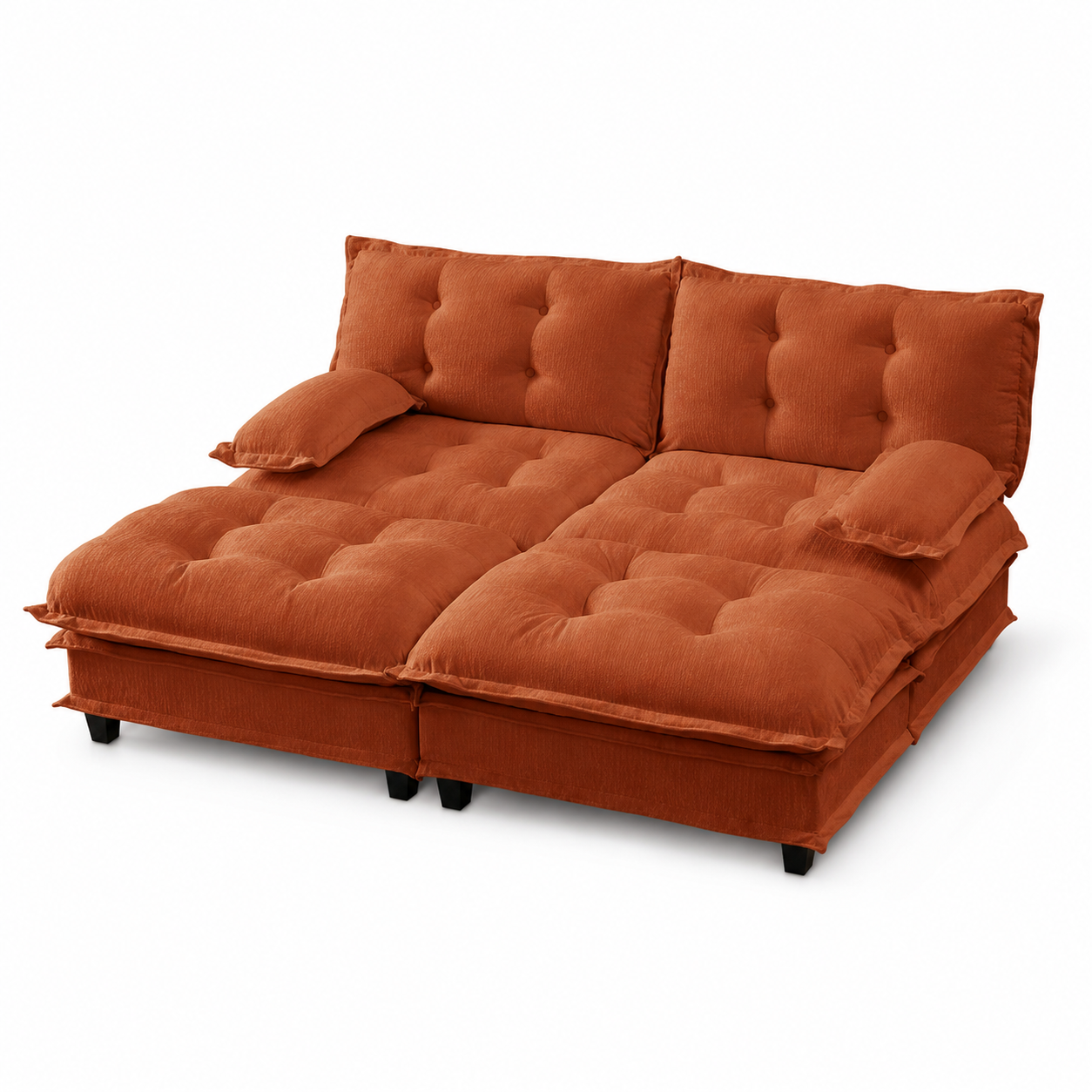 Chelsea 77" 4-Piece Cloud Tufted Chenille Modular Sofa Couch with Dual Ottomans