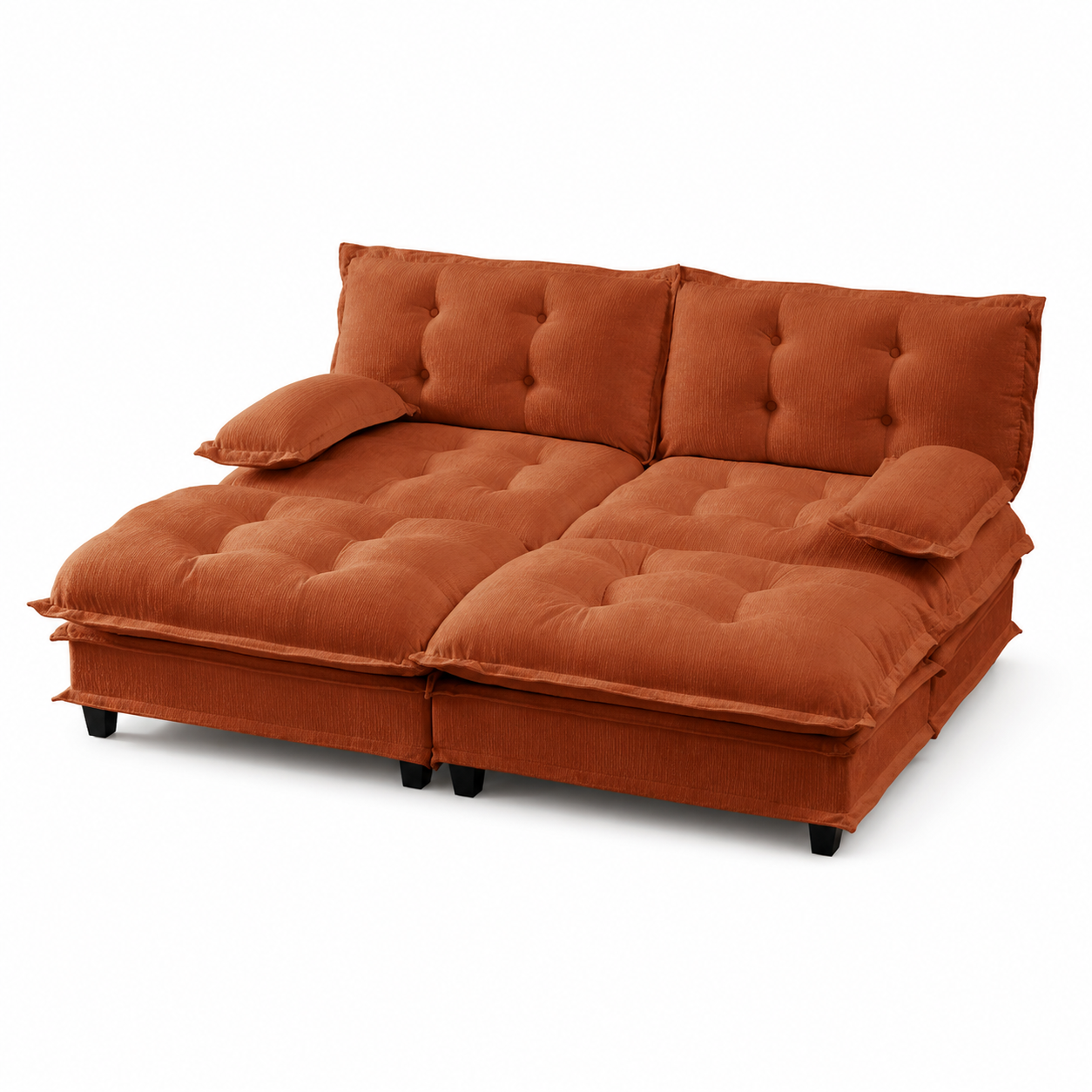 Chelsea 77" 4-Piece Cloud Tufted Chenille Modular Sofa Couch with Dual Ottomans