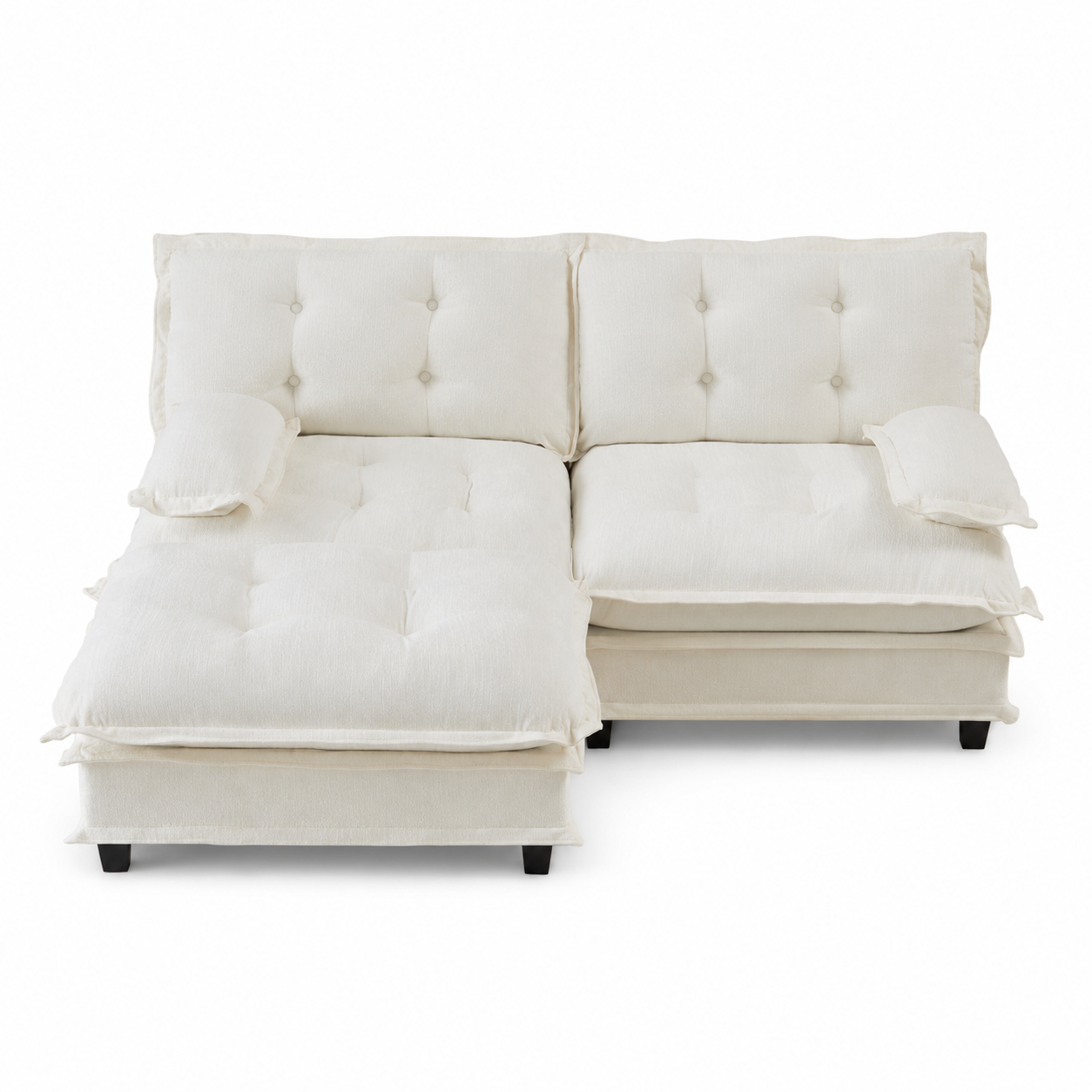 Chelsea 77" Tufted Chenille Modular L-Shaped Sofa with Ottoman