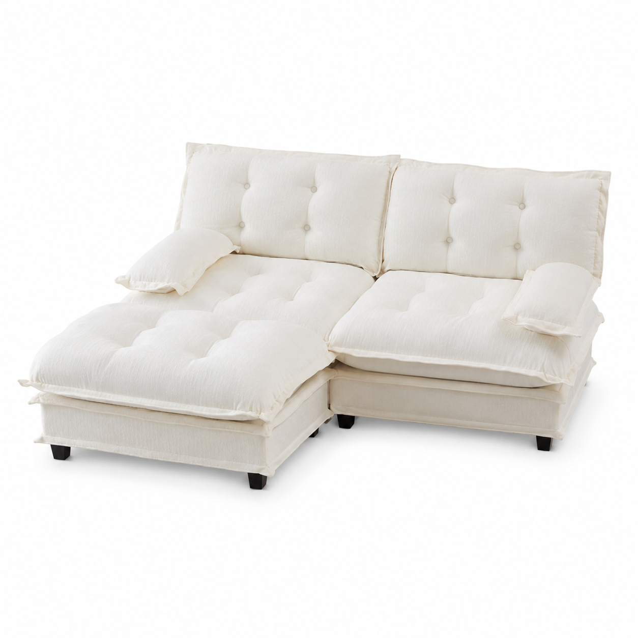 Chelsea 77" Tufted Chenille Modular L-Shaped Sofa with Ottoman